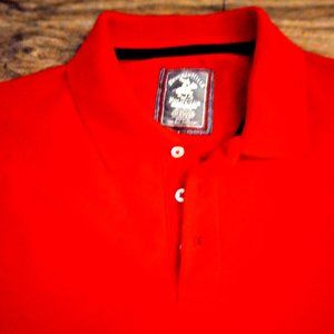 Beverly Hills Polo Club Modern Fit Short Sleeve Shirt Red Cotton Polyester Large